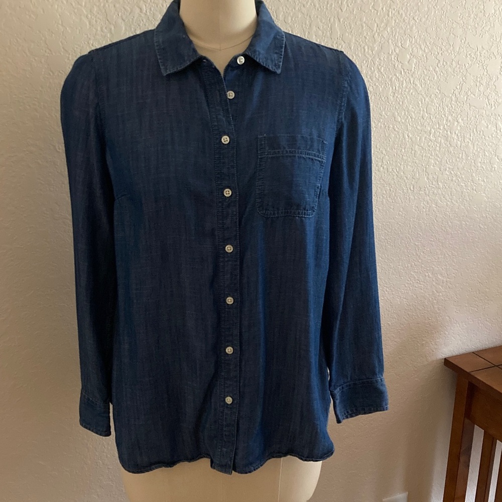 Talbots Blue Tencel Button Down Shirt